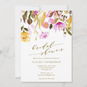 Invitation Chic été rose Fête des mariées d'aquarelle (Devant)