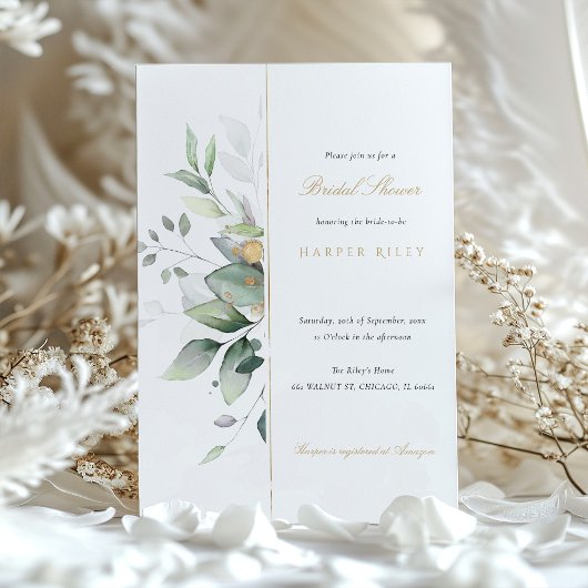 Invitation Chic Eucalyptus et Gold Bridal Shower