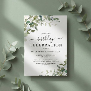 Invitation Chic Eucalyptus fête d'anniversaire