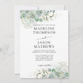 Invitation Chic Eucalyptus Gold Verdure Monogramme Mariage In (Devant)