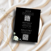Invitation Chic Eucalyptus noir & blanc tout en un Mariage