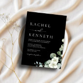 Invitation Chic Eucalyptus noir & blanc tout en un Mariage