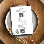 Invitation Chic Eucalyptus noir & blanc tout en un Mariage