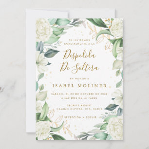 Invitation Chic Eucalyptus Roses Blanches Fête des mariées es