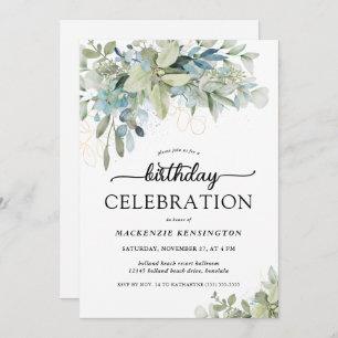 Invitation Chic Eucalyptus Verdure Anniversaire Célébration