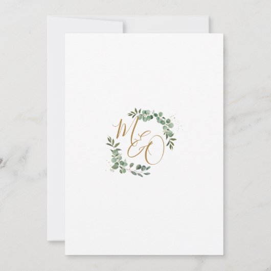 Invitation Chic Eucalyptus Verdure or Mariage géométrique (Dos)