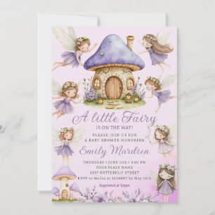 Invitation Chic Fairy Purple mignon Jardin Floral Baby shower