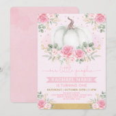 Invitation Chic Fall Citrouille Blush Pink Floral Roses Anniv (Devant / Derrière)