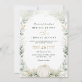 Invitation Chic Fall in Love Pumpkin Greenery QR Code Wedding (Devant)