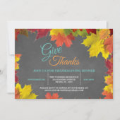 Invitation Chic Fall quitte Chalkboard Thanksgiving Dîner (Devant)