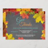 Invitation Chic Fall quitte Chalkboard Thanksgiving Dîner (Devant / Derrière)