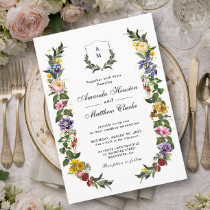 Invitation Chic Fantaisie Floral Vintage monogramme de mariag