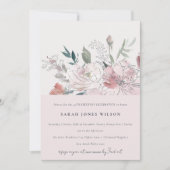 Invitation Chic Fardé Blush Aquarelle Florale Anniversaire (Devant)