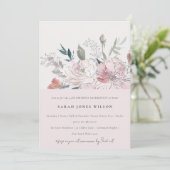 Invitation Chic Fardé Blush Aquarelle Florale Anniversaire (Debout devant)