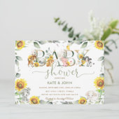 Invitation Chic Farm Animals Baby shower de verdure tournesol (Debout devant)