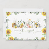 Invitation Chic Farm Animals Baby shower de verdure tournesol (Dos)