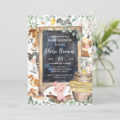 Invitation Chic Farm Animaux Barnyard Baby shower de verdure (Debout devant)