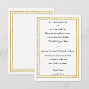 Invitation Chic Faux Gold Glittered Trim - 3x5 Mariage Invita