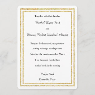 Invitation Chic Faux Gold Glittered Trim - 5x7 Mariage Invita