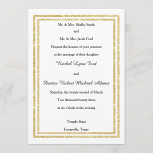 Invitation Chic Faux Gold Glittered Trim - 5x7 Mariage Invita