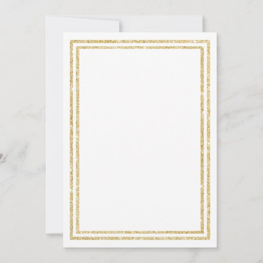 Invitation Chic Faux Gold Glittered Trim - 5x7 Mariage Invita (Dos)