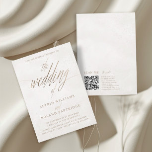 Invitation Chic Faux Mariage texturé or et beige