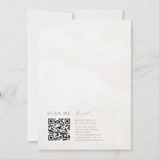 Invitation Chic Faux Mariage texturé or et beige (Dos)