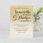 Invitation Chic faux or parties scintillant ivoire de mariage (Debout devant)