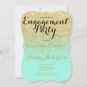 Invitation Chic faux or parties scintillant menthe verte fian (Devant)