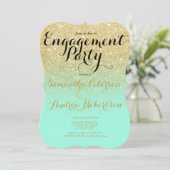 Invitation Chic faux or parties scintillant menthe verte fian (Debout devant)
