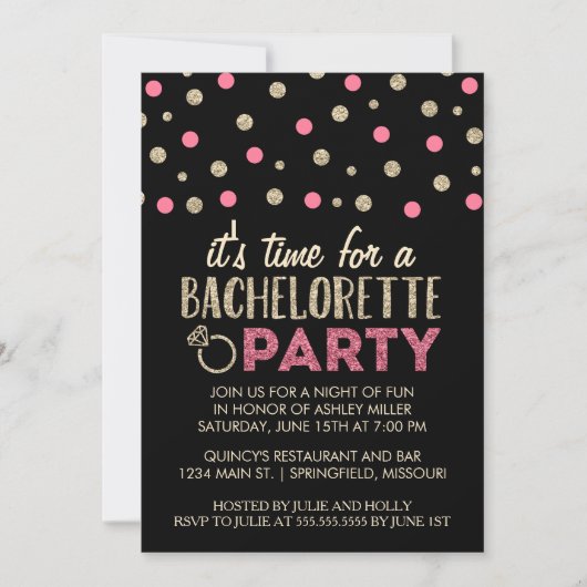 Invitation Chic Faux Parties scintillant Bachelorette Invitat (Devant)