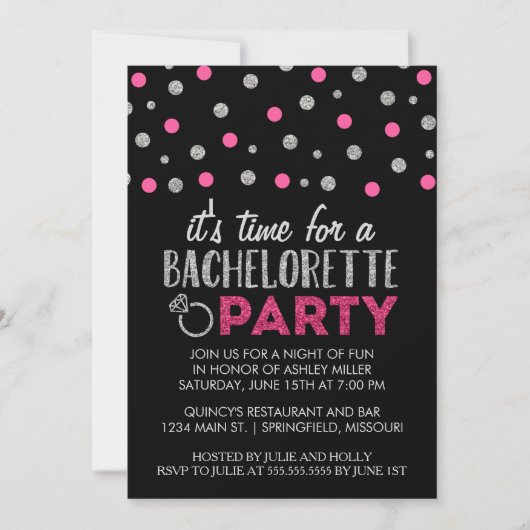 Invitation Chic Faux Parties scintillant Bachelorette Invitat (Devant)