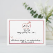 Invitation Chic Faux Rose Gold Foil Monogramme Mariage Cercle (Debout devant)