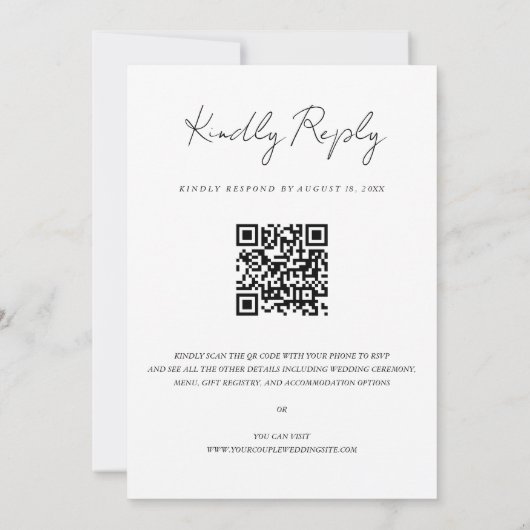 Invitation Chic Faux Vellum Effet Mariage photo QR Code RSVP (Dos)