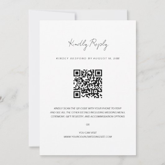 Invitation Chic Faux Vellum Effet Photo QR Code RSVP Mariage (Dos)
