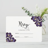 Invitation Chic Féminin Mariage Floral Violet Rsvp (Debout devant)