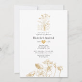 Invitation Chic Fête de Fiançailles Florale Or (Devant)
