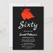 Invitation Chic Feuilles Noir et Blanc Rouge Automne 60e anni (Devant)