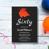 Invitation Chic Feuilles Noir et Blanc Rouge Automne 60e anni