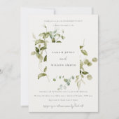Invitation Chic Fiançailles d'aquarelle de feuillage botaniqu (Devant)