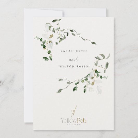 Invitation Chic Fiançailles d'aquarelle de feuillage botaniqu (Dos)