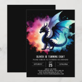 Invitation Chic Fiery Dragon Anniversaire Personnalisé (Devant / Derrière)