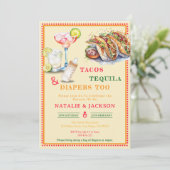 Invitation Chic Fiesta Aquarelle Tacos Baby shower Tequila (Debout devant)