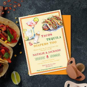 Invitation Chic Fiesta Aquarelle Tacos Baby shower Tequila