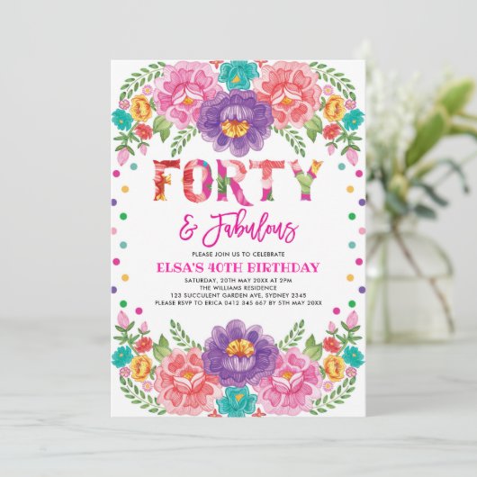 Invitation Chic Fiesta quarante et fabuleuse femme 40e annive (Debout devant)