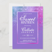 Invitation Chic Fille Bleu Violet Parties scintillant Confett (Devant)
