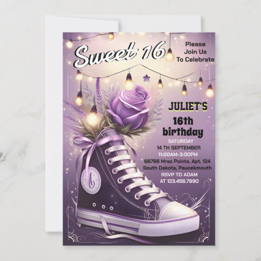 Invitation chic fille douce 16 balle basket 16e anniversaire (Devant)