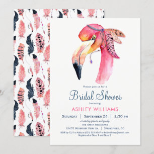 Invitation Chic Flamant rose Rose nuptiale douche