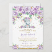 Invitation Chic Fleur Fleur Éléphant Bébé Fille Shower par co (Devant)