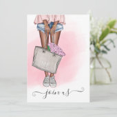 Invitation Chic Fleur Rose Enterrement de Vie de Jeune Fille  (Debout devant)